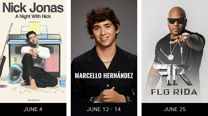 Nick Jonas, Marcello Hernández & Flo Rida at OLG Stage Fallsview Casino